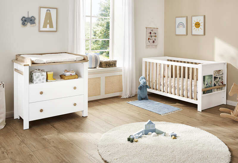 Chambre Lova : lit, commode Pinolino produit face