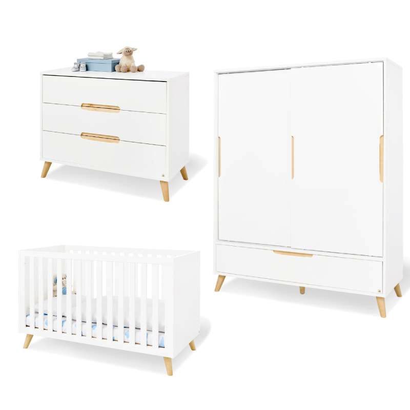Chambre bébé Move lit évolutif, commode à langer, armoire Pinolino