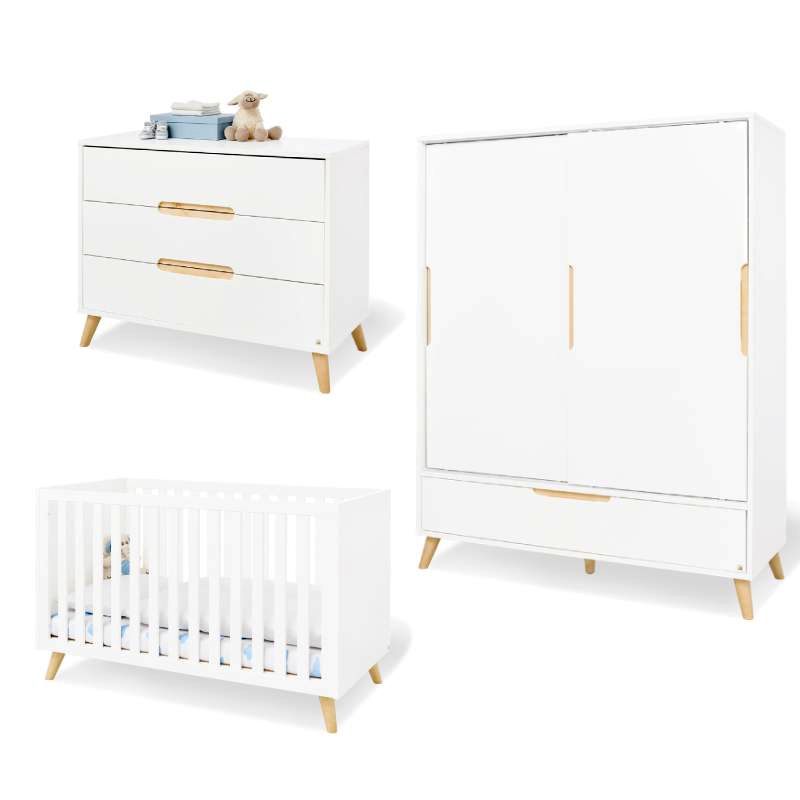 Chambre Bébé Complète : Lit, Armoire 140 cm, Commode à Langer