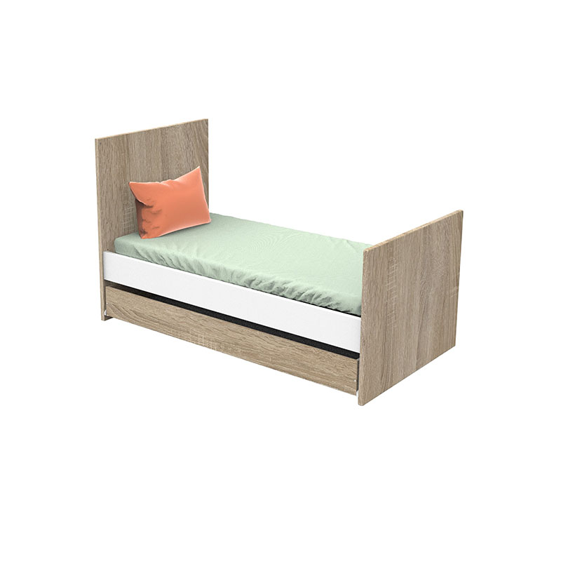 Chambre Nova blanc lin : lit, commode Sauthon lit junior tiroir