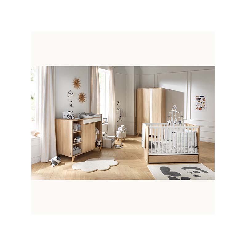 Chambre Nova blanc lin : lit, commode Sauthon