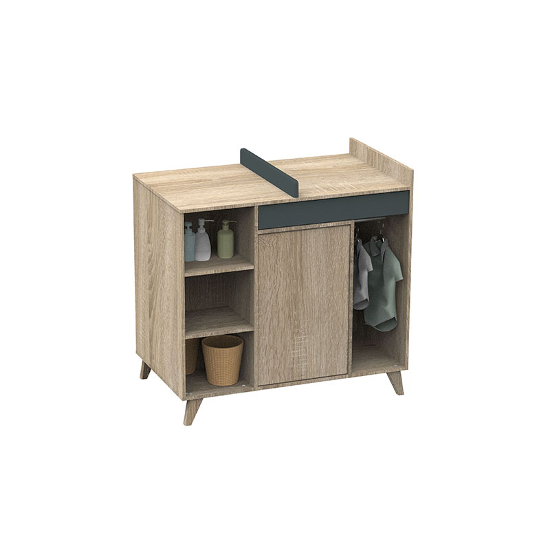 Chambre Nova gris volcan : lit, commode Sauthon commode