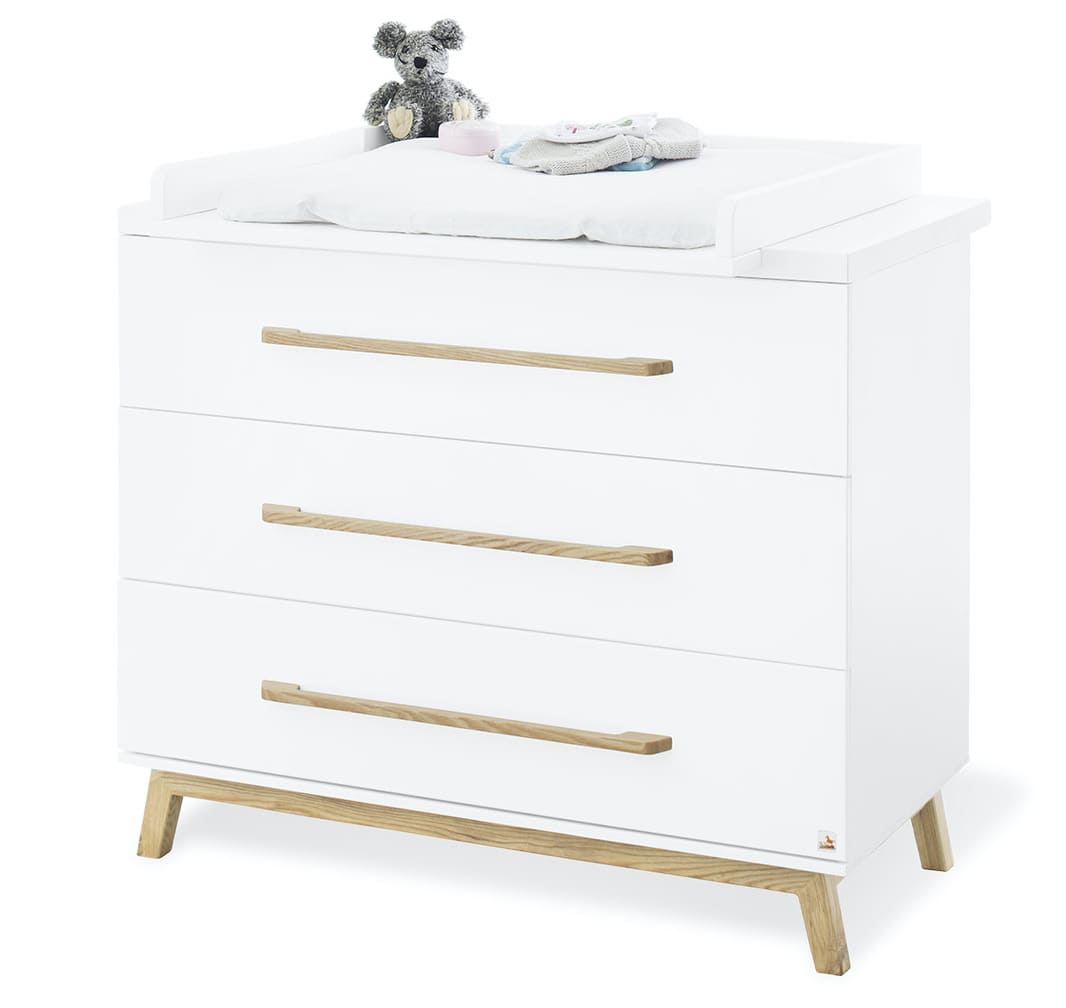 ‌Chambre Riva : lit évolutif, commode large, armoire 2 portes Pinolino Plan à langer