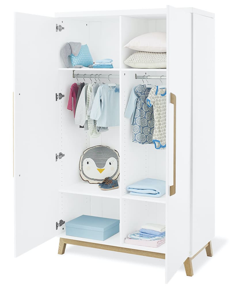 ‌Chambre Riva : lit évolutif, commode large, armoire 2 portes Pinolino Ouvert