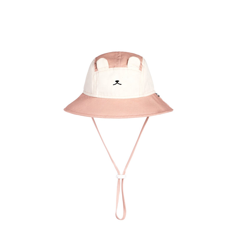 Chapeau Camper Hat 0-2 ans Ourson Rose Ki et La côté avec cordon 