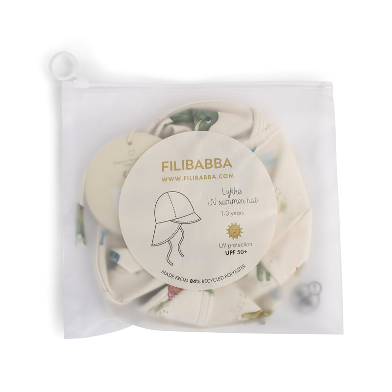 Chapeau d'été anti-UV Lykke 1-3 ans - Dino Beach Filibabba packaging 