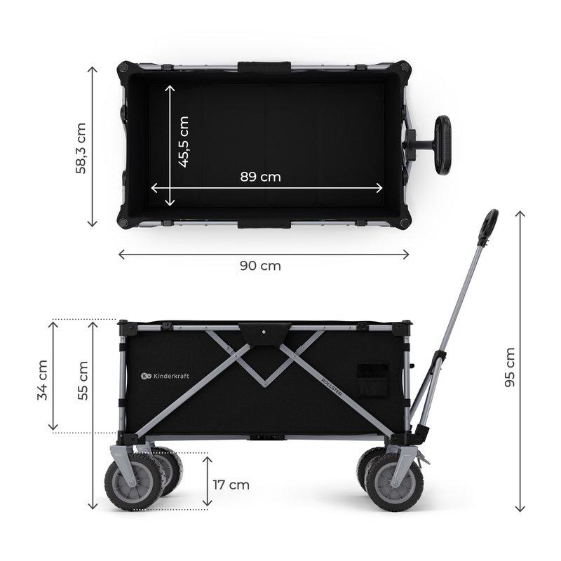 Chariot de transport Rollster Noir KINDERKRAFT dimensions