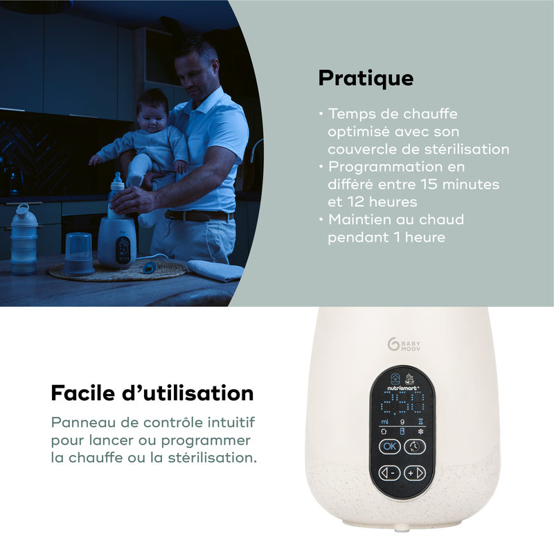 Chauffe-Biberon/stérilisateur Nutrismart + Mineral Beige Babymoov infos 2