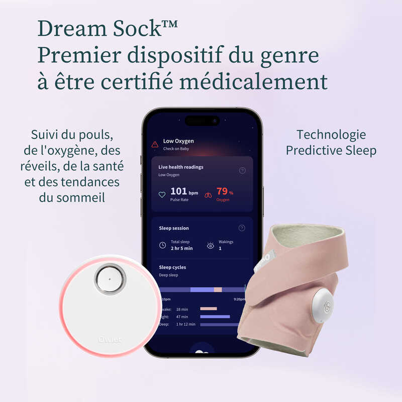 Chaussette connectée Dream Sock - Bleu bedtime Owlet informations