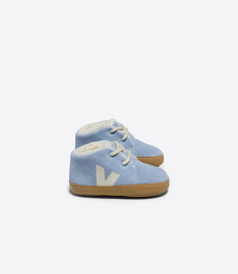 Chaussons bébé fourrés Baby Winterlight Suède Steel Pierre Veja laterale