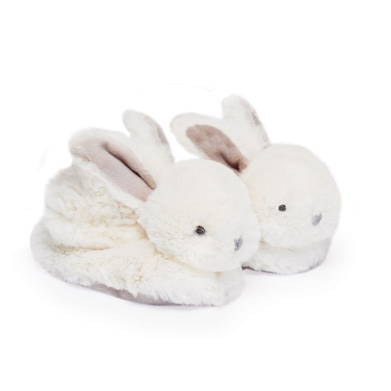 Chaussons Lapin Bonbon Taupe 0/6 mois Doudou et Compagnie Produit face