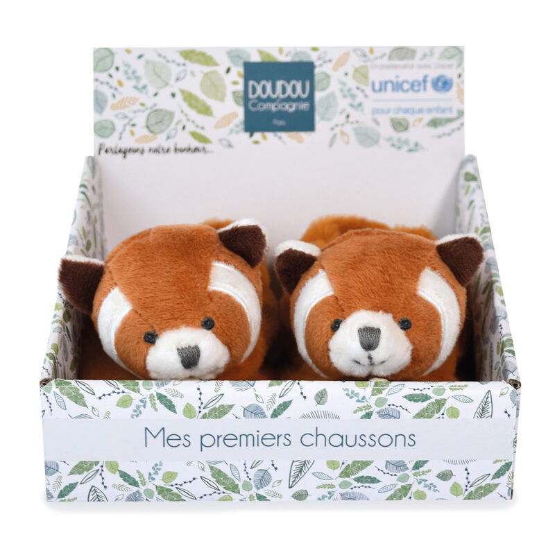 Chaussons Panda Roux Unicef Doudou et Compagnie Produit face2