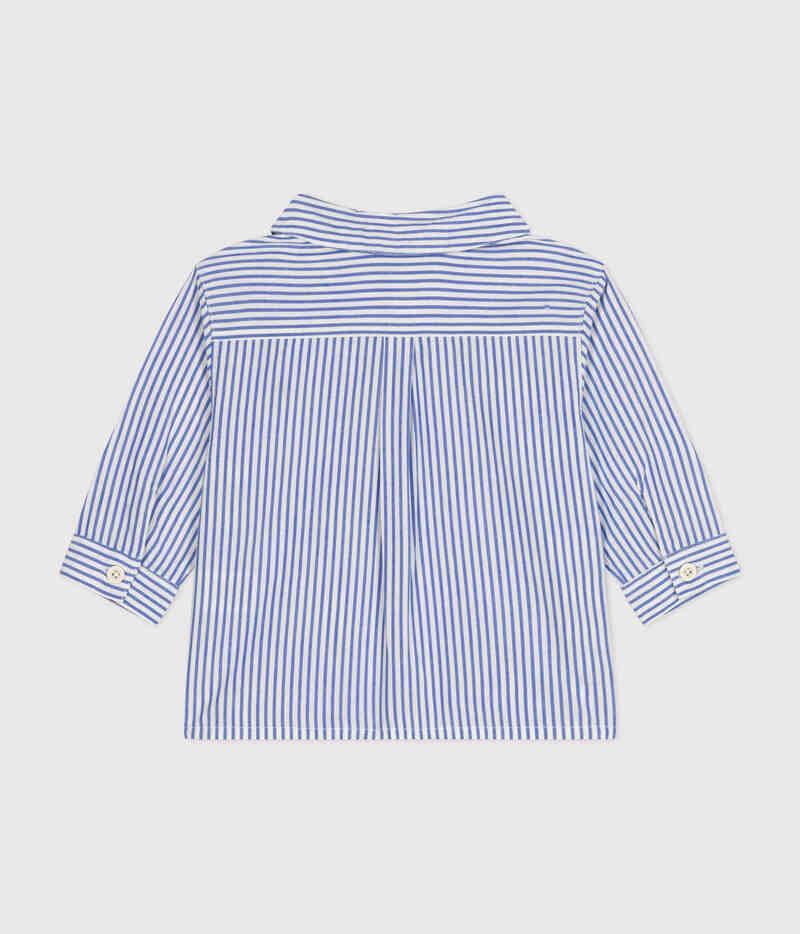 Chemise manches longues en popeline rayée bébé Gauloise Marshmallow Petit Bateau dos