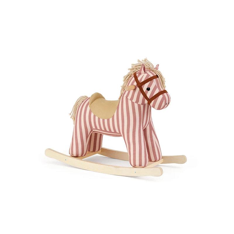 Cheval à bascule Mila rayé vieux rose KID'S CONCEPT diagonale