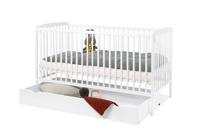 Coffre de lit pour bébé Malte Pinolino rangement ouvert