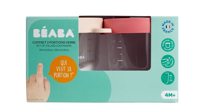 Coffret 2 pots de conservation repas bébé en verre 150ml et 250ml