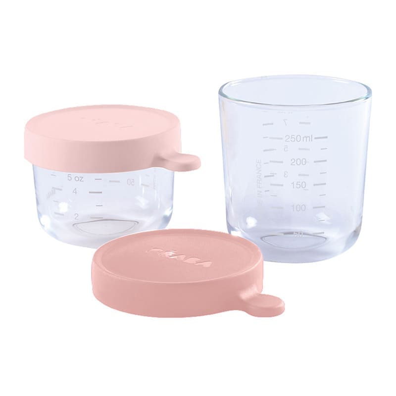 Coffret 2 pots de conservation repas bébé en verre 150ml et 250ml