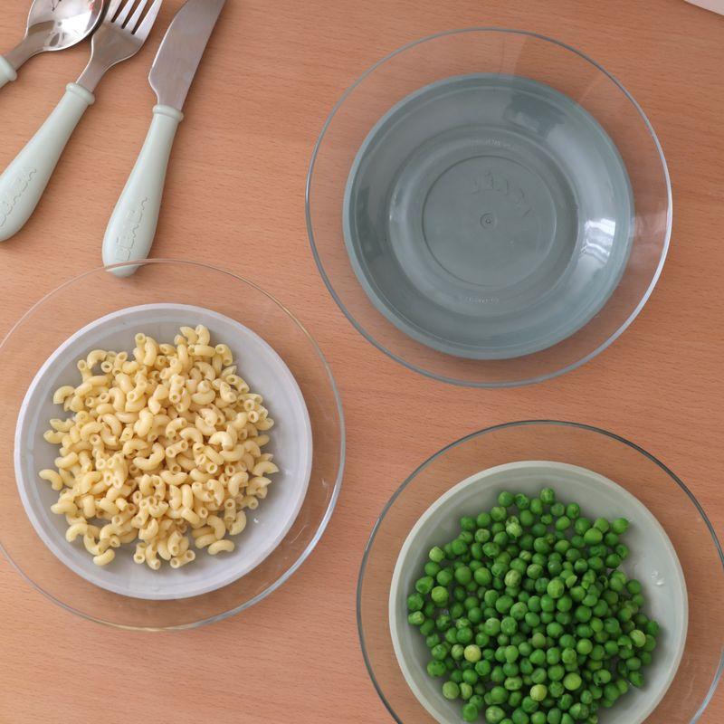 Coffret 3 assiettes verre Beaba x Duralex Misty green BEABA lifestyle 2