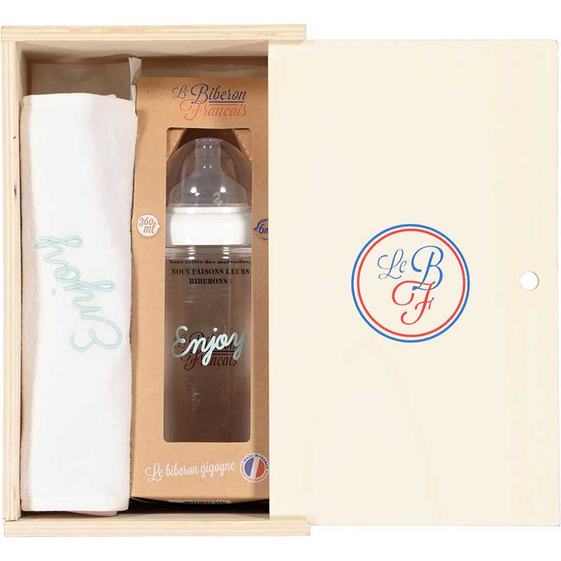 Coffret biberon 360 ml et bavoir Enjoy Le Biberon Français