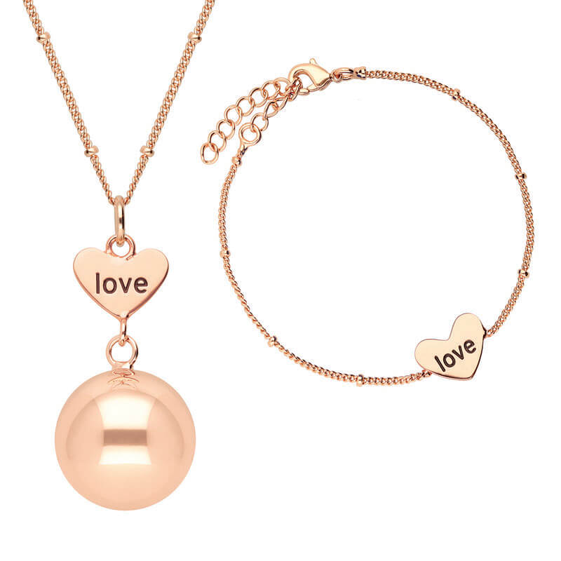 Coffret bola sur chaine avec son bracelet plaqués or rose Bola