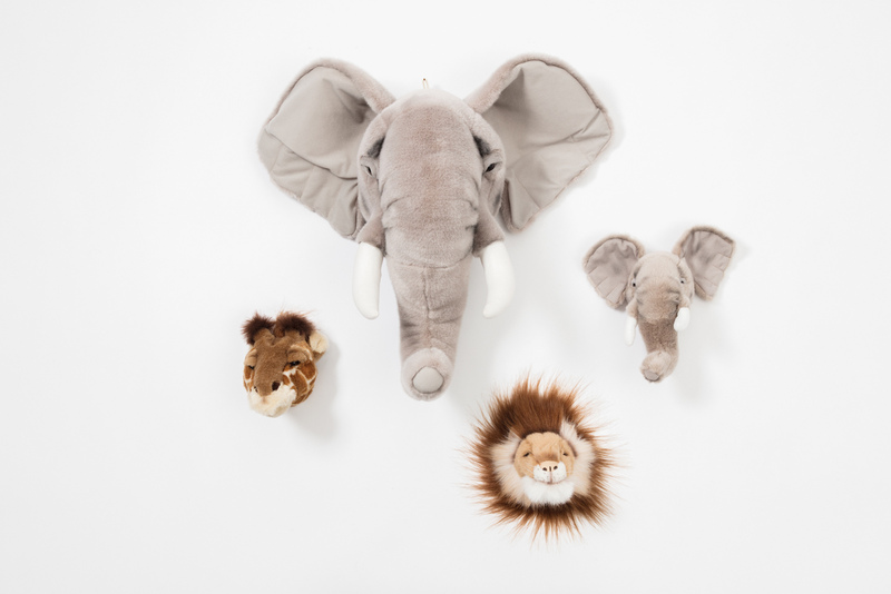 Coffret Mini Trophées Peluches Safari WILD AND SOFT 4 animaux face