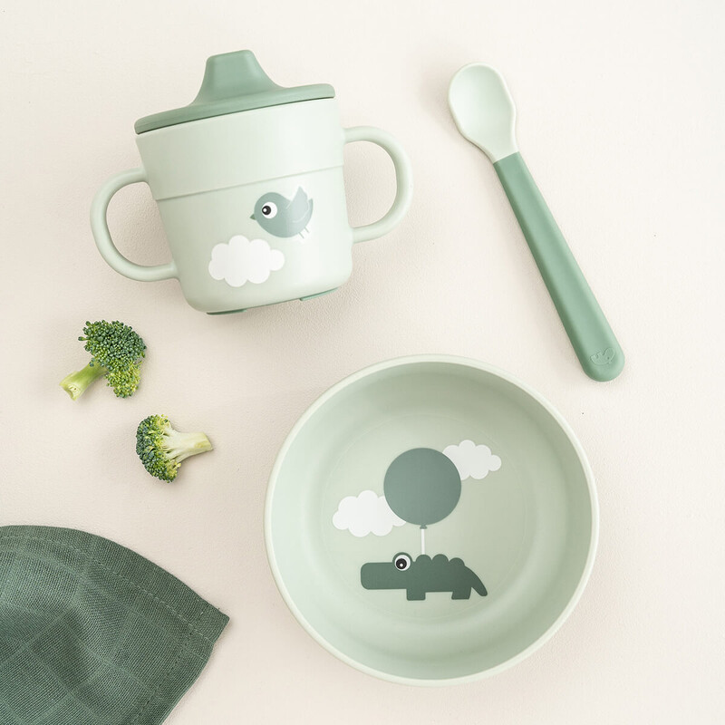 Coffret premier repas Foodie Happy clouds Vert DONE BY DEER lifestyle4