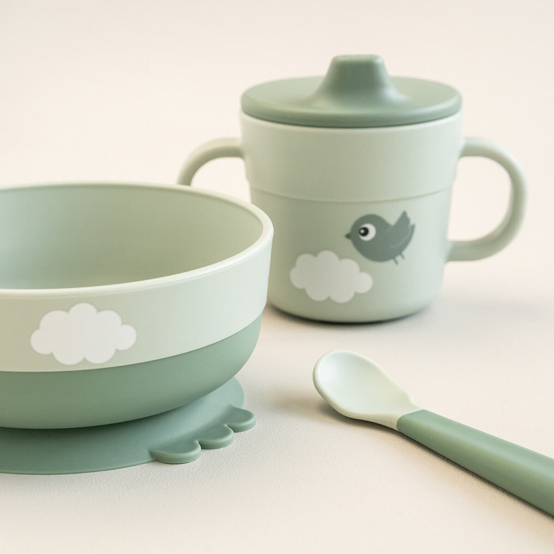 Coffret premier repas Foodie Happy clouds Vert DONE BY DEER lifestyle