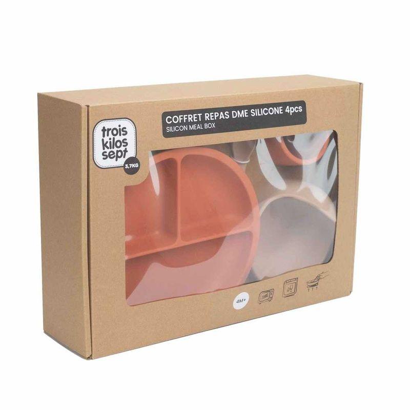Coffret repas 4pcs Silicone Terre de sienne et Sable TROIS KILOS SEPT