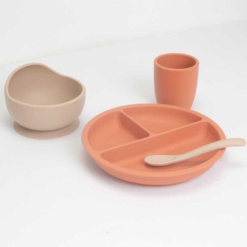 Coffret repas 4pcs Silicone Terre de sienne et Sable TROIS KILOS SEPT