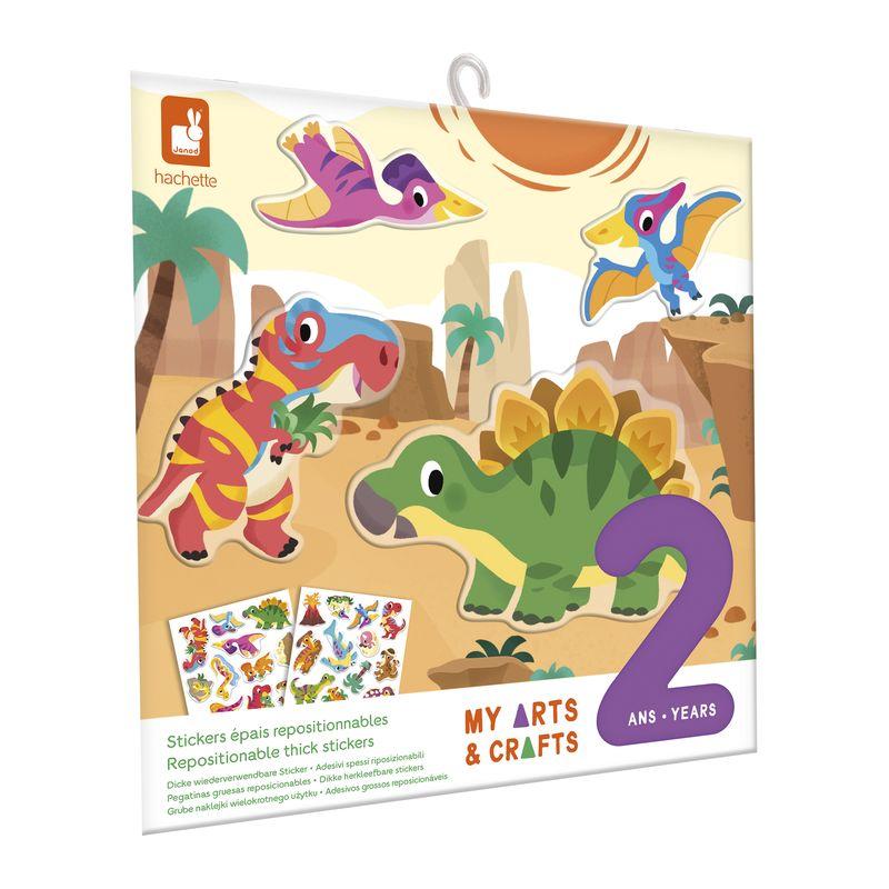 Coffret Stickers Epais Repositionnable Dinos 2 ans JANOD packaging