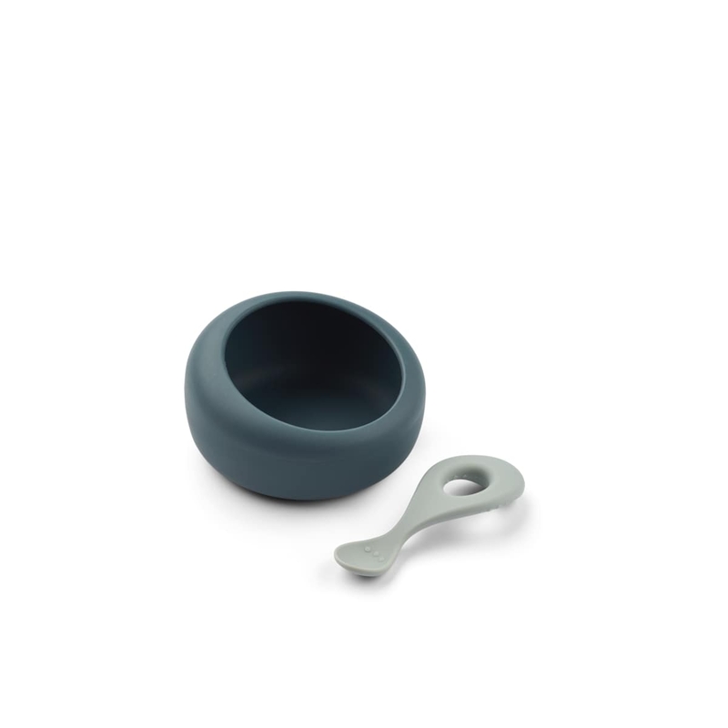 Coffret repas 2 pcs bol et cuillère Sparia Liewood  Whale blue / Dove blue