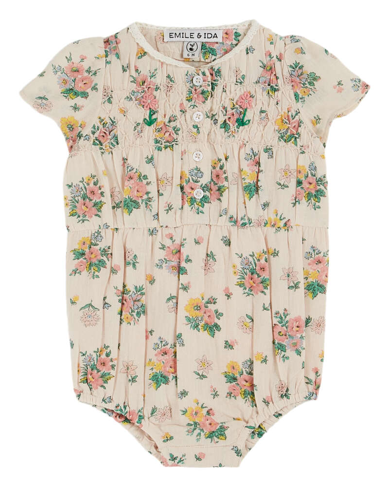 Combibloomer Smocke imprimé Printemps Rose Emile & Ida face