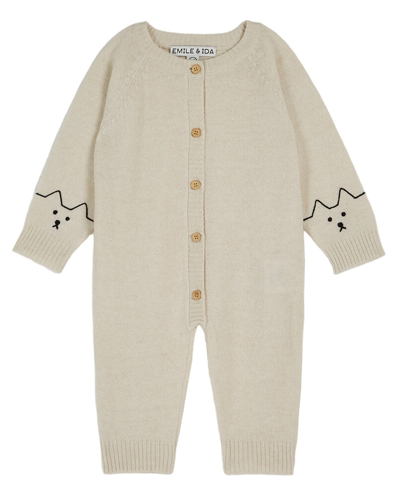 Combinaison bébé en tricot écru Emile & Ida Produit Face