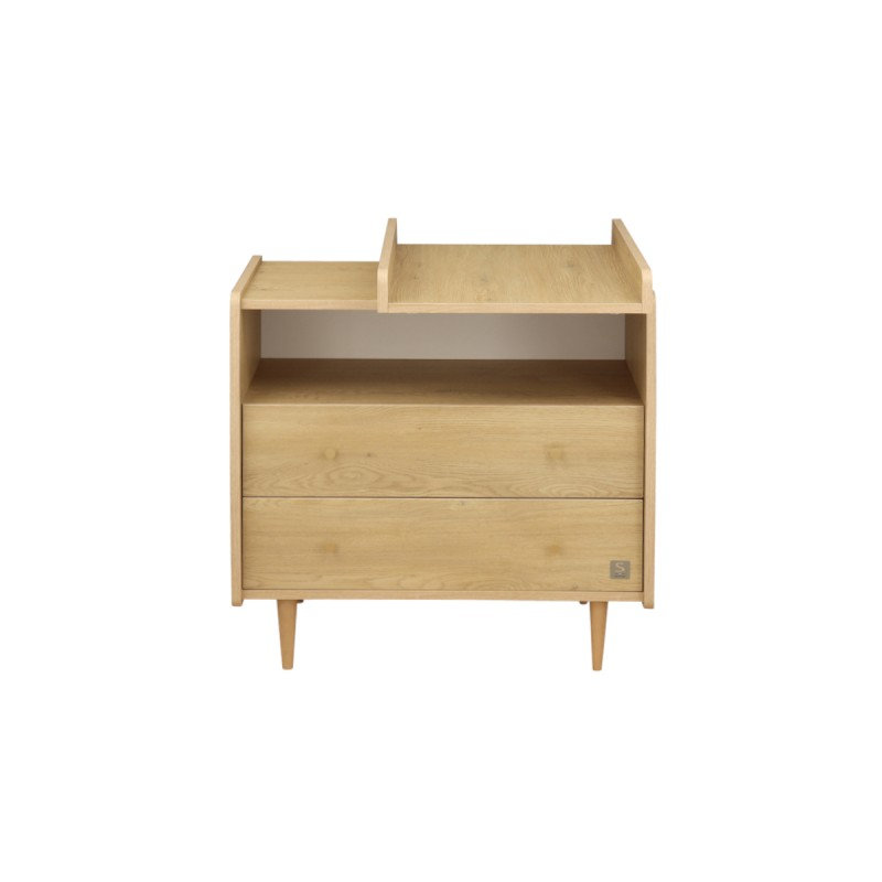 Commode 2 tiroirs My Love + plan à langer coulissant Sauthon plan à langer droite