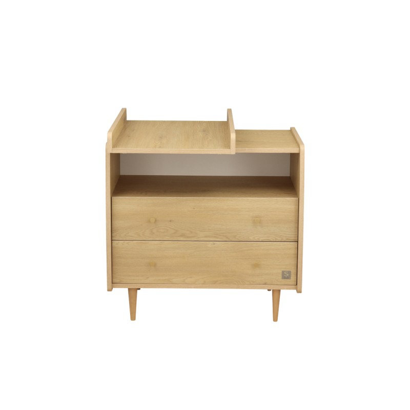 Commode 2 tiroirs My Love + plan à langer coulissant Sauthon plan à langer gauche