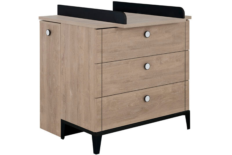 Commode Marcel avec plan à langer en option Galipette commode cote avec plan à langer noir