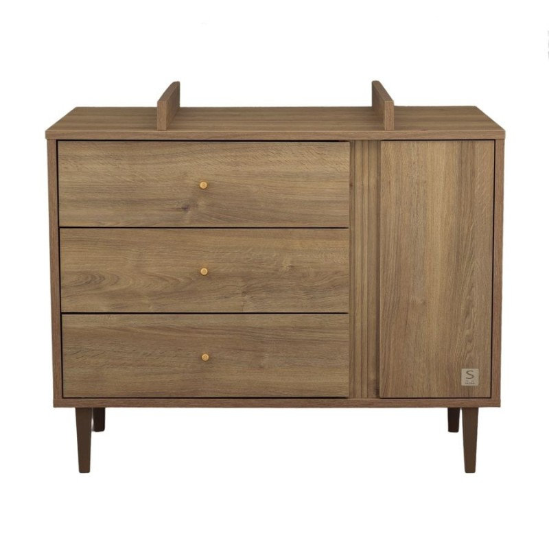 Commode 3 tiroirs Mokka avec plan à langer en option Sauthon commode à langer face