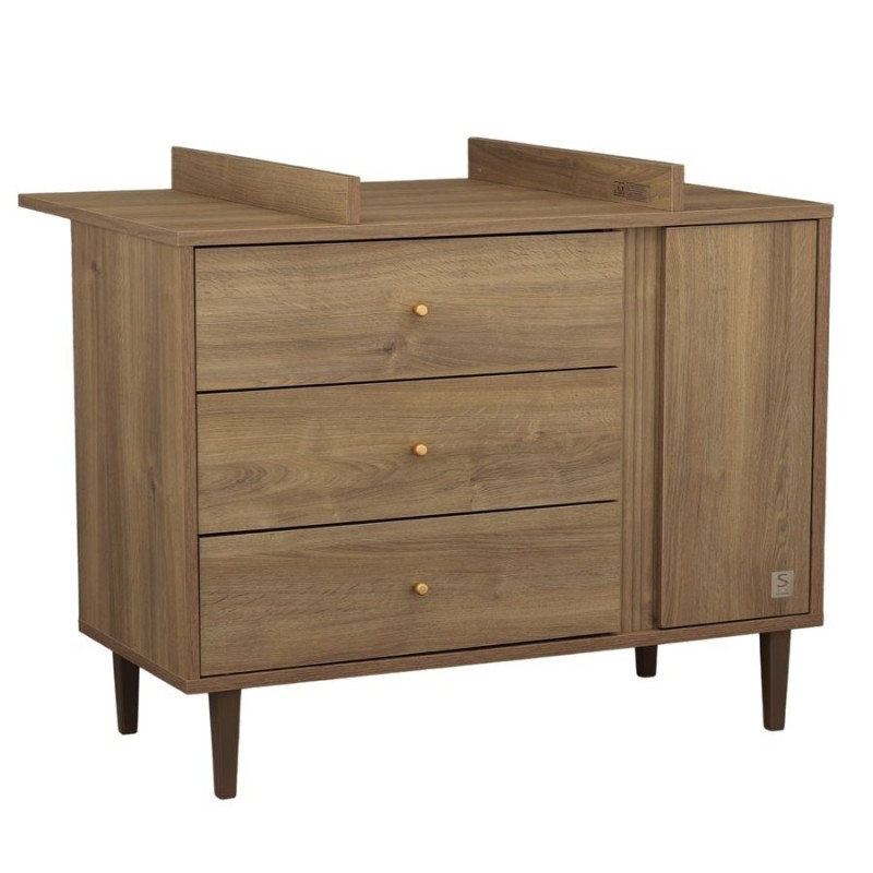 Commode 3 tiroirs Mokka avec plan à langer en option Sauthon commode à langer profil 