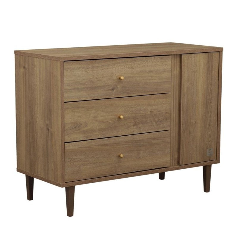 Commode 3 tiroirs Mokka Sauthon profil