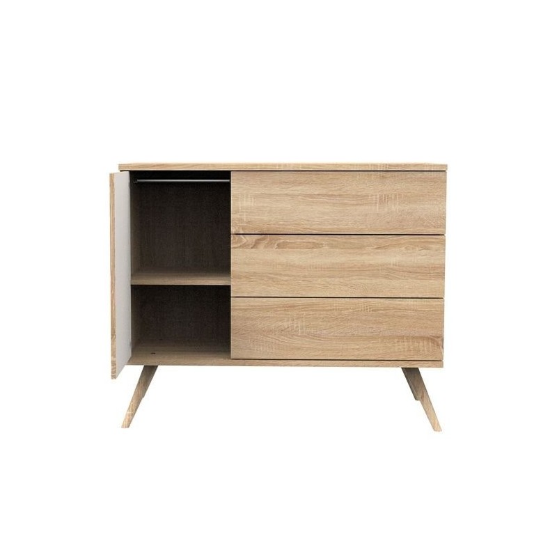 Commode 3 tiroirs Seventies SAUTHON porte ouverte