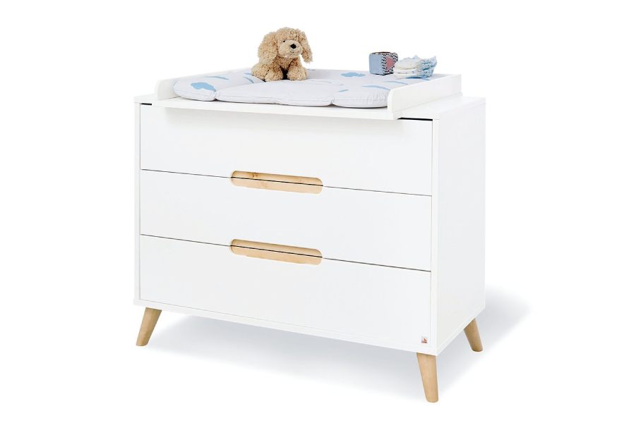 Lit bébé évolutif vintage Icone avec petite commode et plan à langer