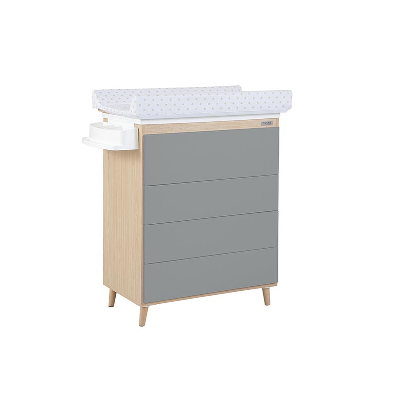 Commode baignoire plan à langer 4 tiroirs Nature Gris Nuit Micuna