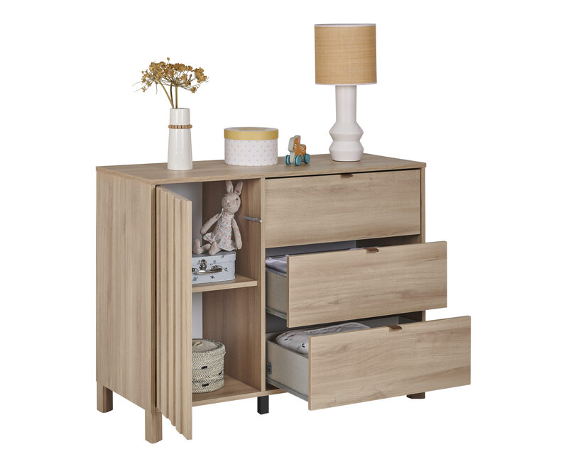 Commode Calypso 1 porte 3 tiroirs Galipette ouverte lifestyle