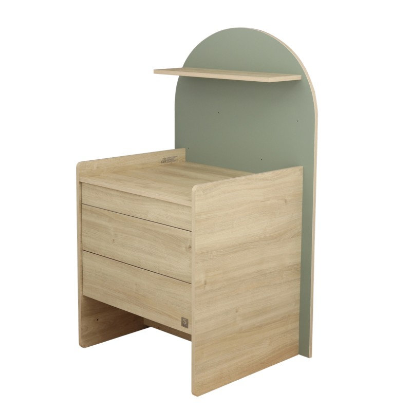 Pack Duo Arche Lit évolutif Sauge + Commode à langer/Bureau Sauthon commode