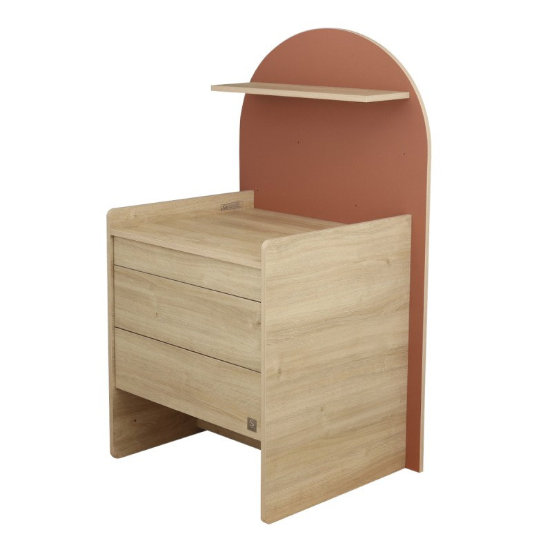 Pack Duo Arche Lit évolutif Terracotta + Commode à langer/Bureau Sauthon commode