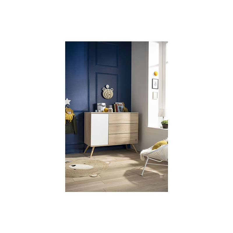 Commode Seventies bois / blanc Sauthon ambiance