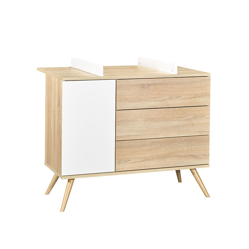 Commode Seventies bois / blanc Sauthon lange porte droite