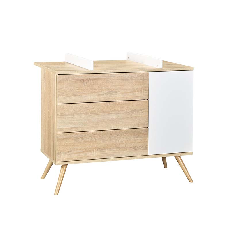 Commode Seventies bois / blanc Sauthon lange porte gauche