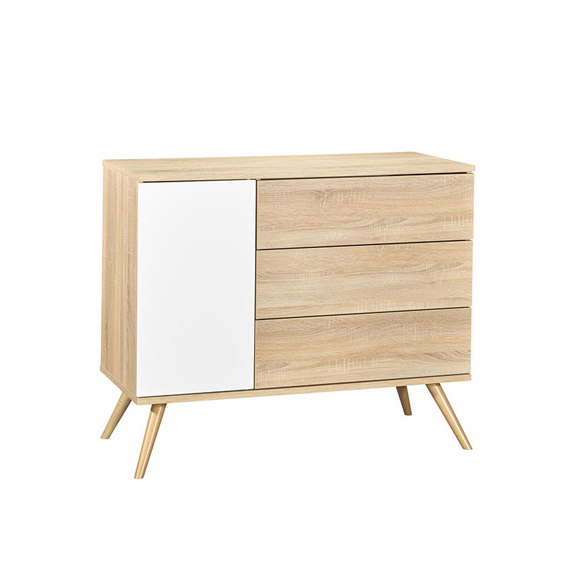 Commode Seventies bois / blanc Sauthon porte droite