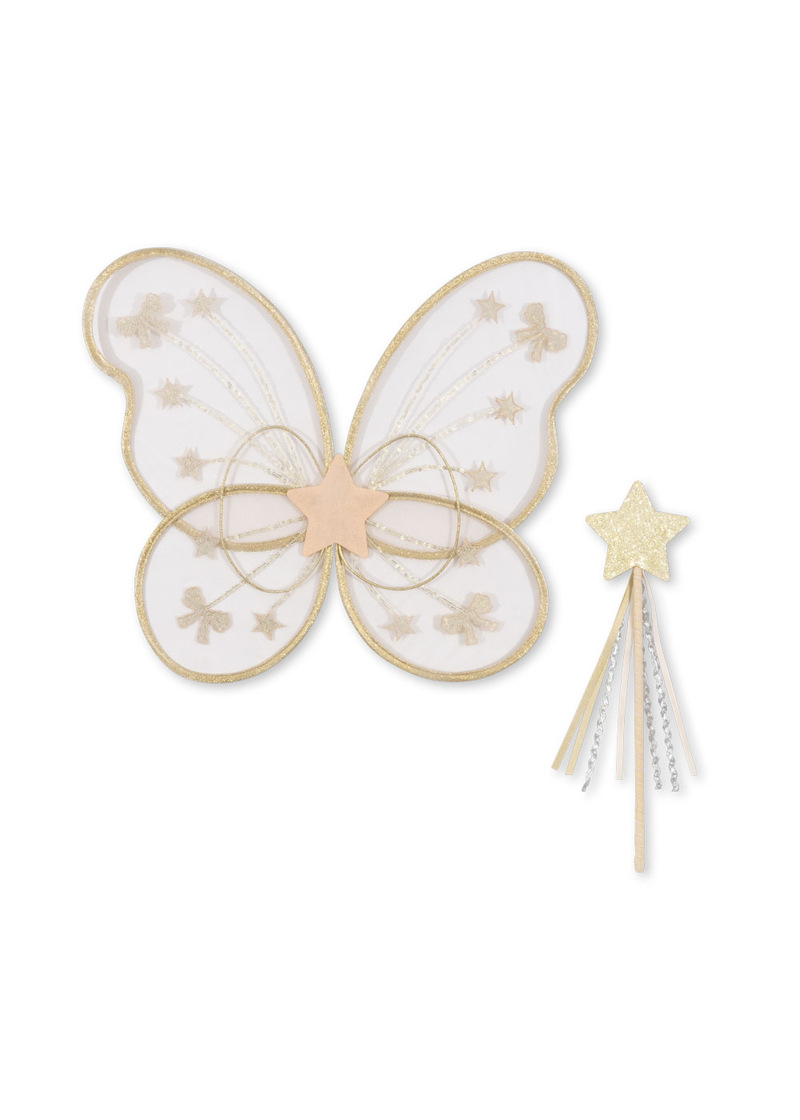 Costume de fée doré ailes et baguette magique KONGES Produit face